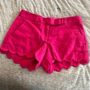 JCrew Factory Hot Pink Scallop Linen Cotton Shorts